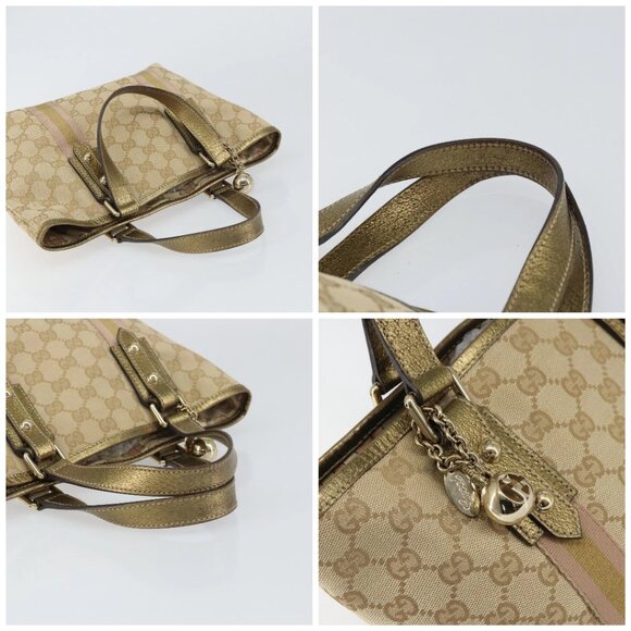 GUCCI GG Canvas Sherry Line Hand Bag Beige Gold 139261 Auth BA8631 - Picture 16 of 16
